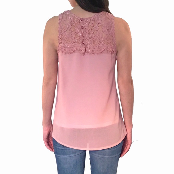 Blushing Pink Sheer Lace Top - Picture 3 of 6